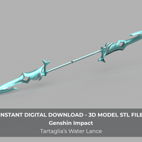 Genshin Impact Tartaglia Childe Water Lance Cosplay Sword 3D Model STL File - Porzellan Props