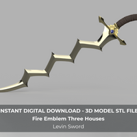 Fire Emblem Three Houses Levin Sword Sword 3D Model for Cosplay STL File - Porzellan Props