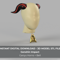 Genshin Impact Ganyu Cosplay Horns and Bell Accessory 3D Model STL File - Porzellan Props