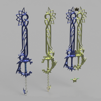 Kingdom Hearts Sora and Riku's Combined Keyblade 3D Printed Cosplay Kit - Porzellan Props