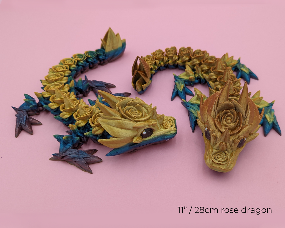 Gold, Blue and Purple Gradient Articulated Dragons