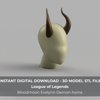 League of Legends LoL Blood Moon Evelynn Cosplay Horns 3D Model STL File - Porzellan Props