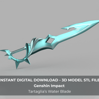Genshin Impact Tartaglia Childe Water Blade Cosplay Sword 3D Model STL File - Porzellan Props