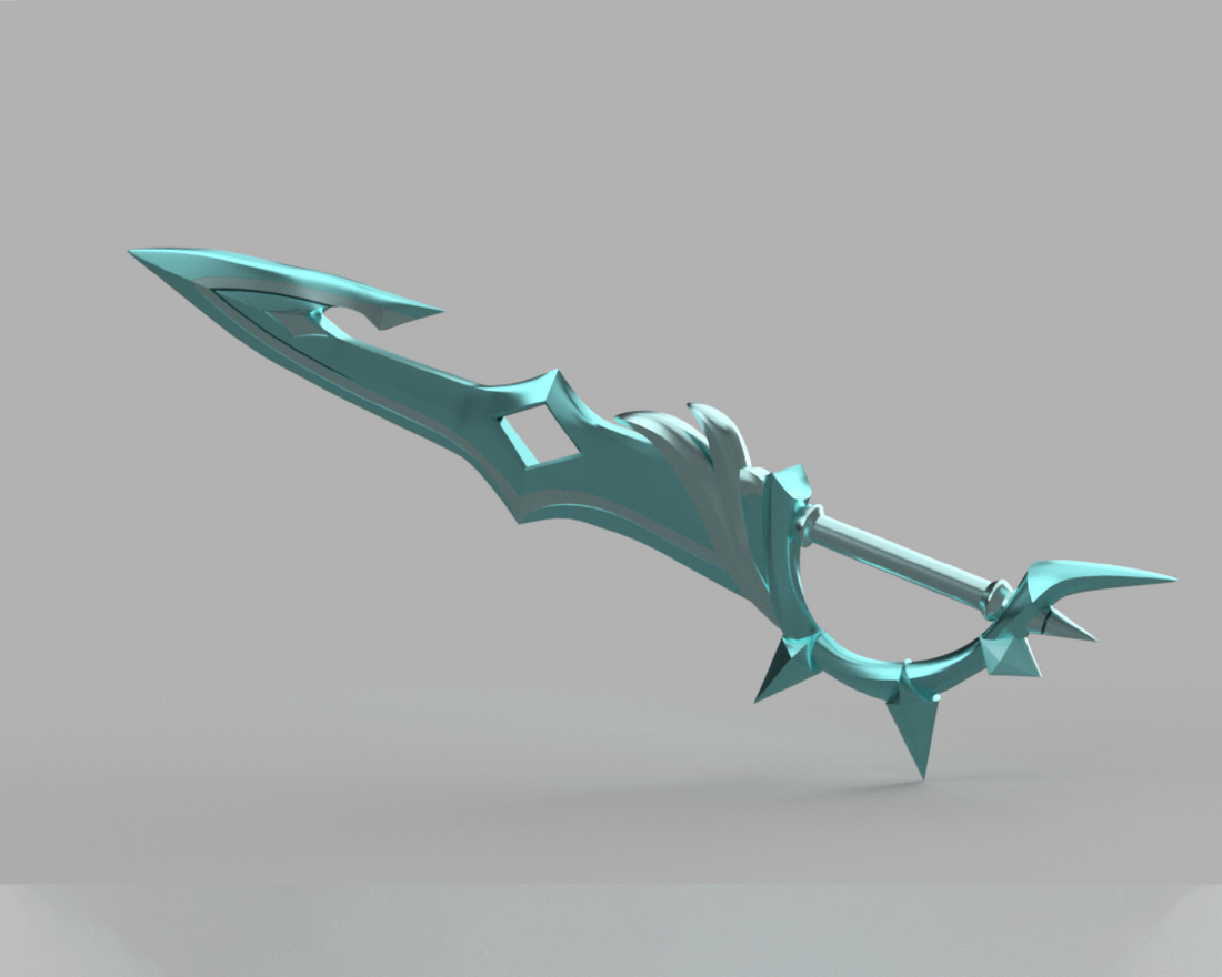 Genshin Impact Tartaglia Childe Water Blade Cosplay Sword 3D Model STL File - Porzellan Props