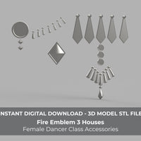 Fire Emblem Three Houses Cosplay Female Dancer Class Accessory Pack STL 3D Model for 3D Printing - Porzellan Props