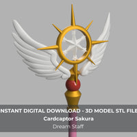 Cardcaptor Sakura Dream Staff Clear Card 3D Model STL File for Cosplay - Porzellan Props