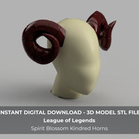 League of Legends LoL Spirit Blossom Kindred Cosplay Ram Horns 3D Model STL File - Porzellan Props