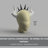 Helltaker Lucifer Cosplay Horns + Accessories 3D Model STL File Bundle - Porzellan Props