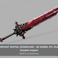 Genshin Impact Wolf's Gravestone Cosplay Sword 3D Model STL File