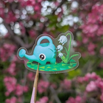 Animal Crossing Elephant Watering Can Clear 2.5" Vinyl Sticker