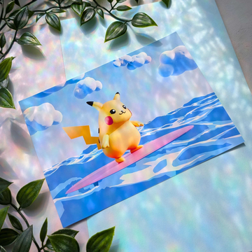 surfing pikachu 5x7 Print