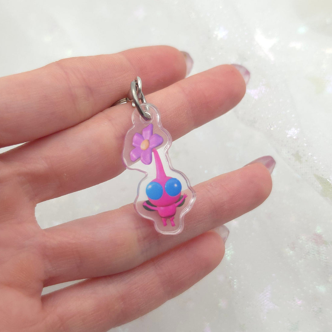 Winged Pink Flying Pikmin Phone Charm