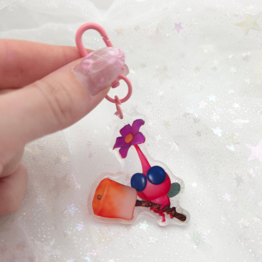 Winged Pink Pikmin Acrylic Keychain