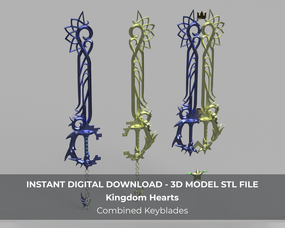 Kingdom Hearts Sora and Riku's Combined Keyblade 3D Model STL File - Porzellan Props