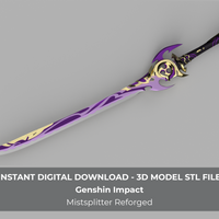 Genshin Impact Mistsplitter Reforged Cosplay Sword 3D Model STL File