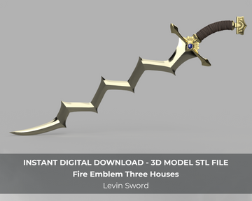 Fire Emblem Three Houses Levin Sword Sword 3D Model for Cosplay STL File - Porzellan Props