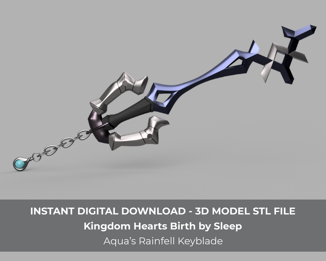 Kingdom Hearts Rainfell Keyblade 3' long 3D Model STL file for Cosplay