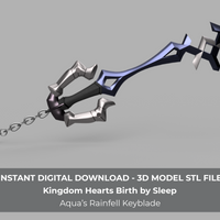 Kingdom Hearts Rainfell Keyblade 3' long 3D Model STL file for Cosplay