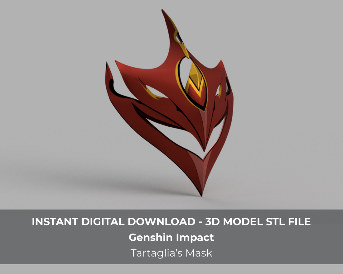 Genshin Impact Tartaglia Childe Cosplay Mask 3D Model STL File - Porzellan Props