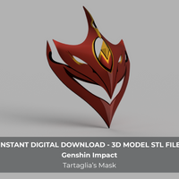 Genshin Impact Tartaglia Childe Cosplay Mask 3D Model STL File - Porzellan Props