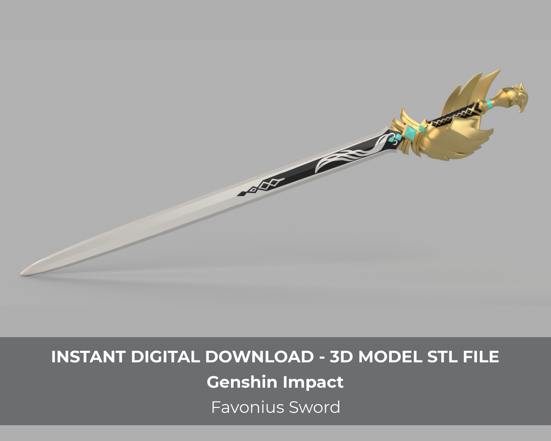 Genshin Impact Favonius Sword Jean Cosplay Sword 3D Model for LEDS STL File - Porzellan Props