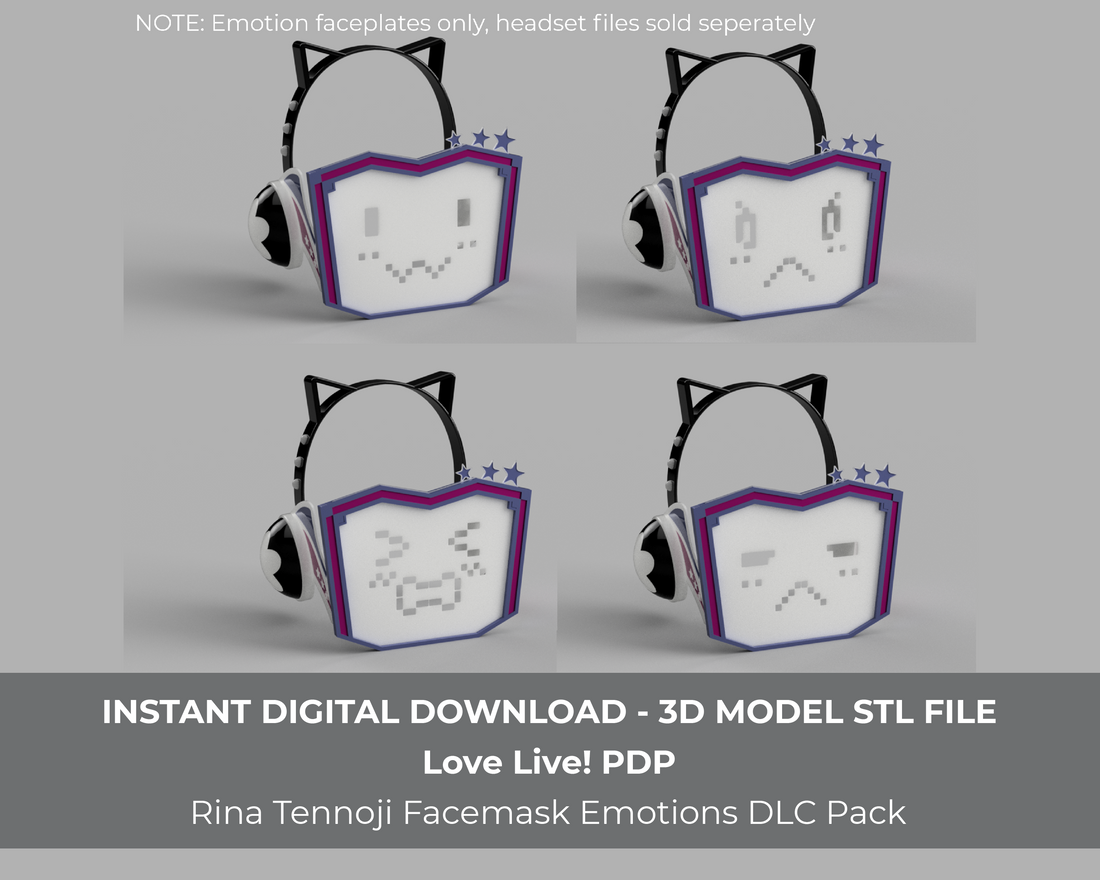 Love Live! PDP Rina Tennoji Headset Additional Face Plates DLC Pack 3D Model STL File - Porzellan Props