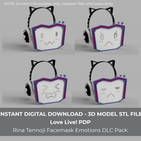 Love Live! PDP Rina Tennoji Headset Additional Face Plates DLC Pack 3D Model STL File - Porzellan Props