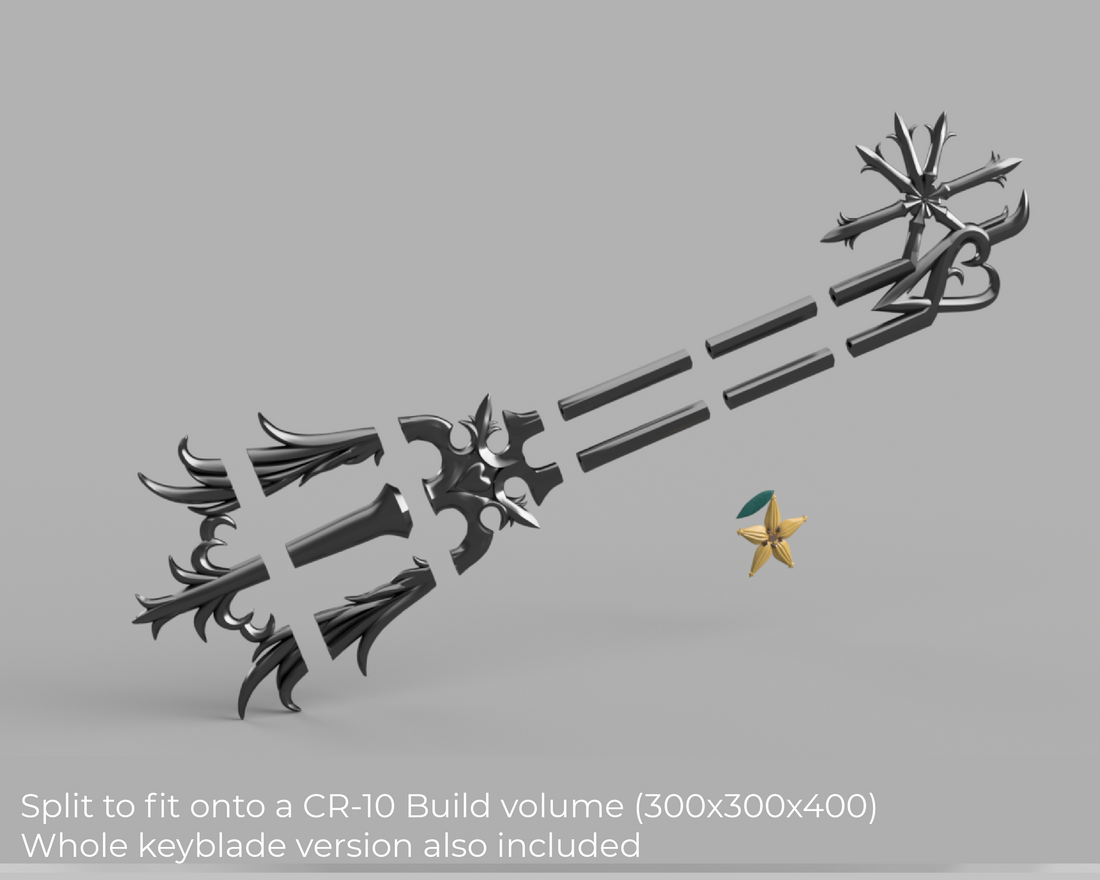 Kingdom Hearts Oathkeeper Keyblade 3' long 3D Model STL file for Cosplay - Porzellan Props