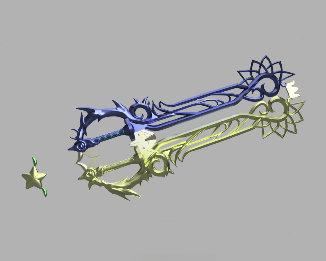 Kingdom Hearts Sora and Riku's Combined Keyblade 3D Model STL File - Porzellan Props