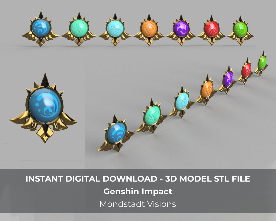 Genshin Impact Mondstadt Vision Accessories 3D Model STL File - Porzellan Props
