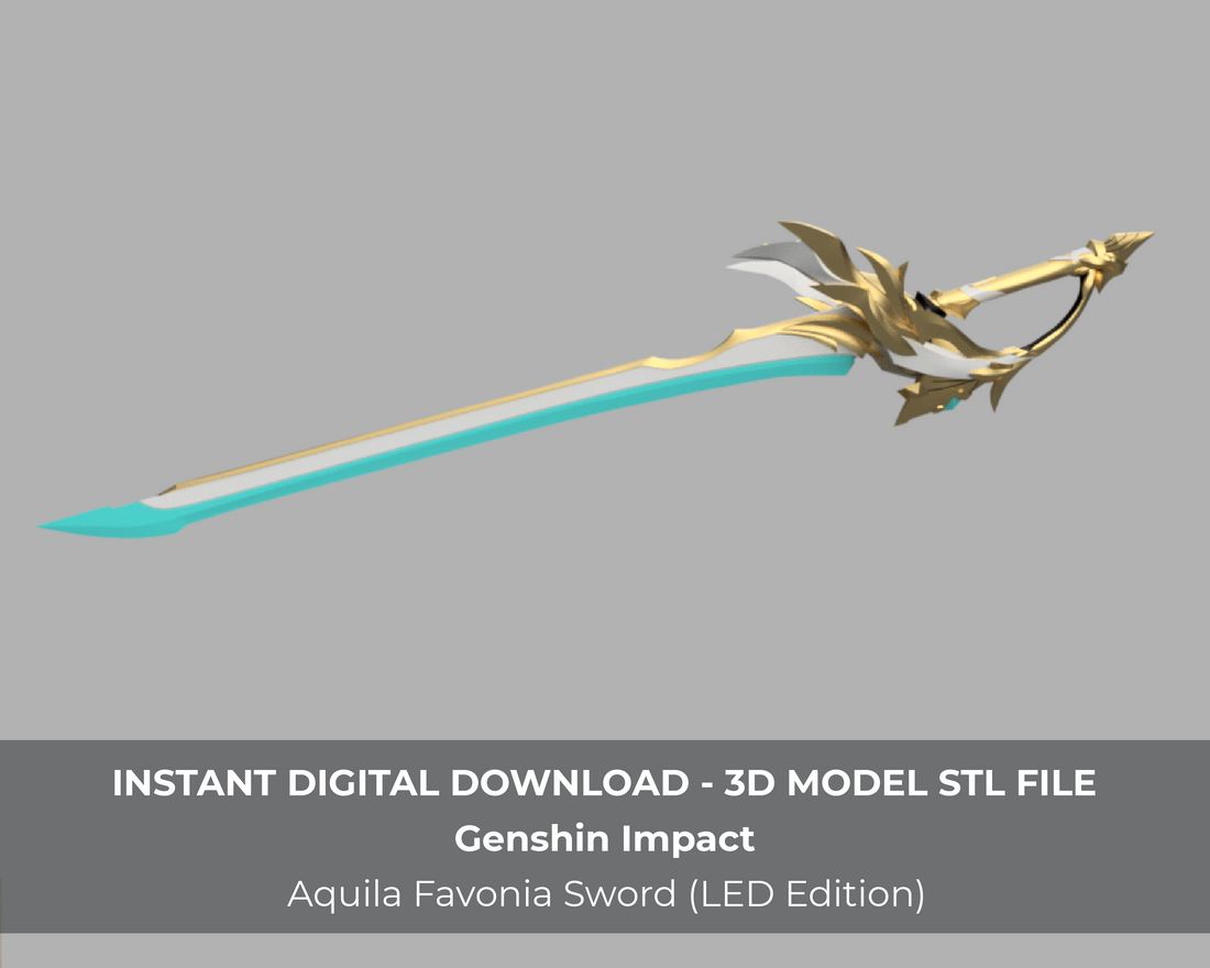 Genshin Impact Aquila Favonia Cosplay Sword 3D Model STL File for LEDs