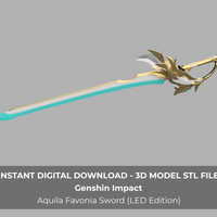 Genshin Impact Aquila Favonia Cosplay Sword 3D Model STL File for LEDs