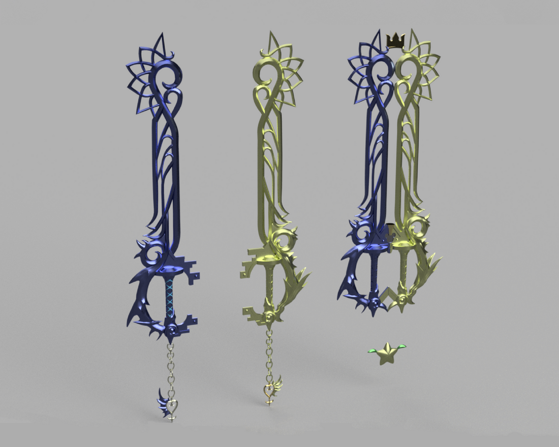 Kingdom Hearts Sora and Riku's Combined Keyblade 3D Model STL File - Porzellan Props