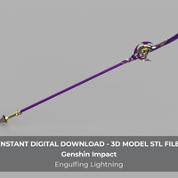 Genshin Impact Engulfing Lightning Cosplay Polearm 3D Model STL File