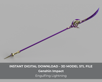 Genshin Impact Engulfing Lightning Cosplay Polearm 3D Model STL File