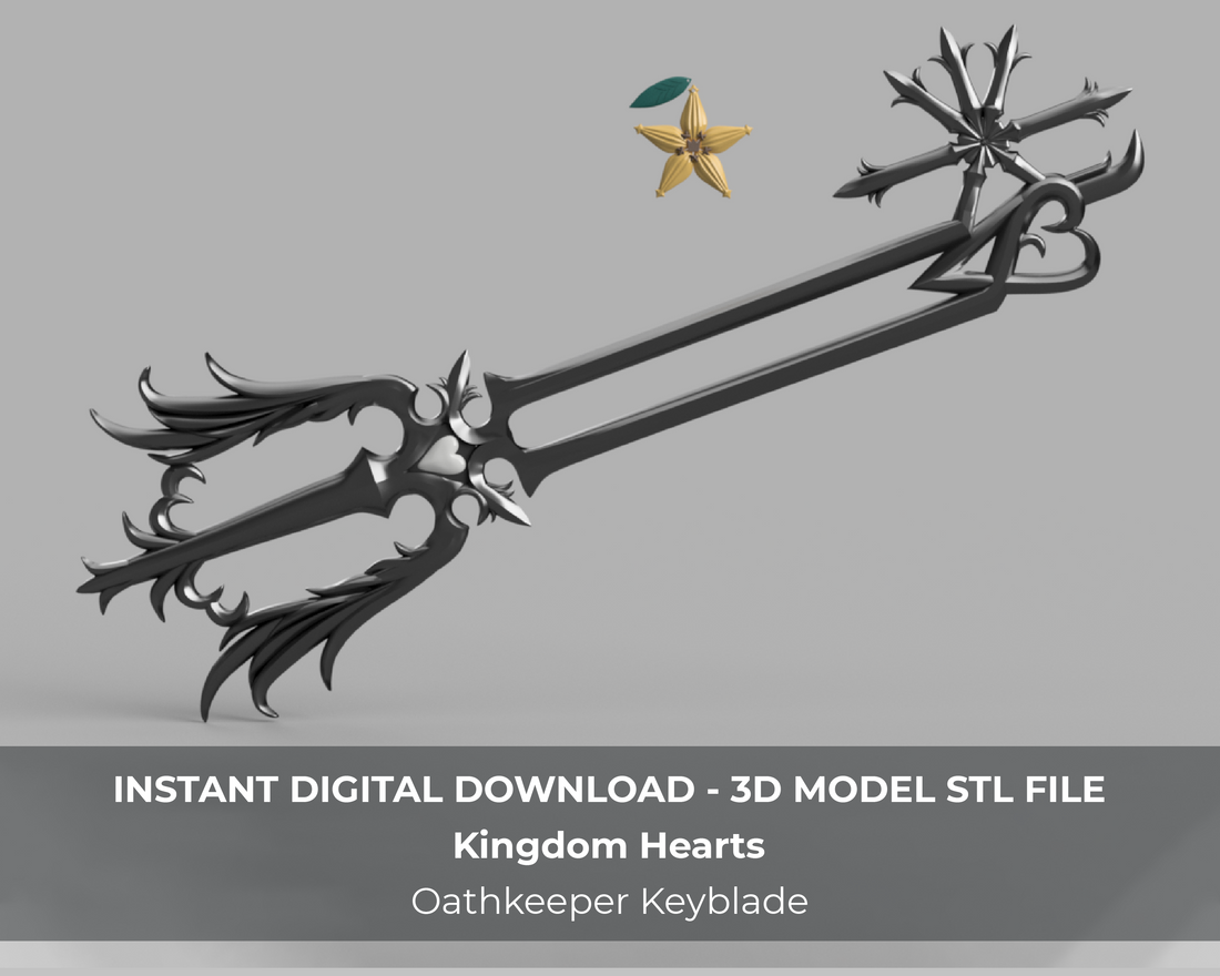 Kingdom Hearts Oathkeeper Keyblade 3' long 3D Model STL file for Cosplay - Porzellan Props