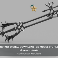 Kingdom Hearts Oathkeeper Keyblade 3' long 3D Model STL file for Cosplay - Porzellan Props