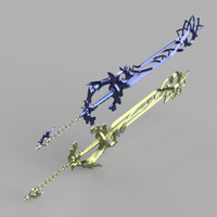 Kingdom Hearts Sora and Riku's Combined Keyblade 3D Model STL File - Porzellan Props