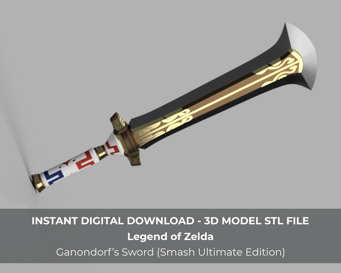 Smash Bros Ultimate | Legend of Zelda Ganondorf Sword 3D Model STL Digital File - Porzellan Props