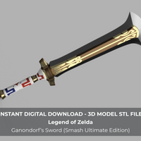 Smash Bros Ultimate | Legend of Zelda Ganondorf Sword 3D Model STL Digital File - Porzellan Props