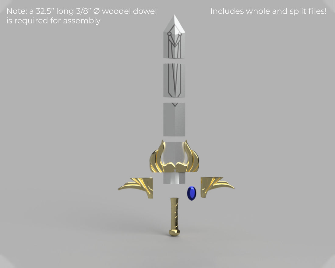 She Ra's Sword of Protection - 3 ft long 3D Model STL File for Cosplay - Porzellan Props