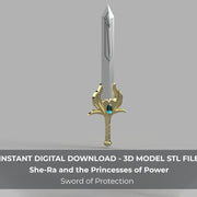 She Ra's Sword of Protection - 3 ft long 3D Model STL File for Cosplay - Porzellan Props