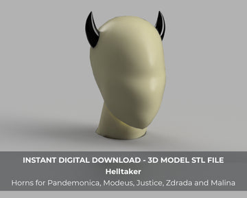 Helltaker Demon Cosplay Horns for Pandemonica, Modeus, Justice, Zdrada, and Malina 3D Model STL Files - Porzellan Props