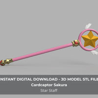 Cardcaptor Sakura Sealing Staff Star Wand 3D Model STL File for Cosplay - Porzellan Props