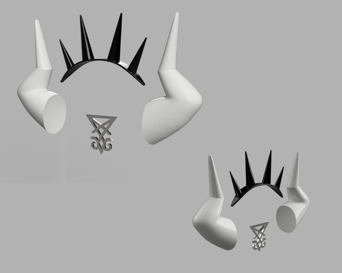 Helltaker Lucifer Cosplay Horns + Accessories 3D Model STL File Bundle - Porzellan Props