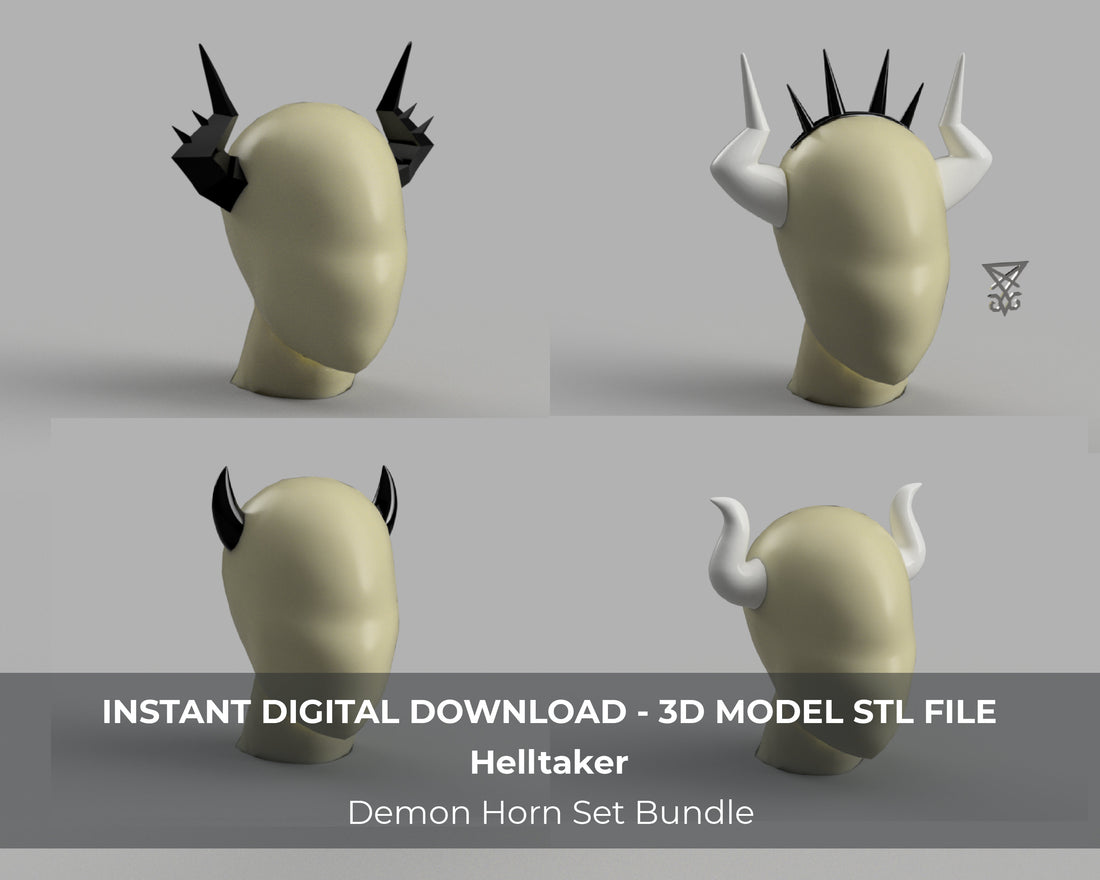 Helltaker Cosplay Demon Horns 3D Models STL Files Bundle - All characters - Porzellan Props