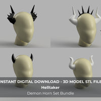 Helltaker Cosplay Demon Horns 3D Models STL Files Bundle - All characters - Porzellan Props