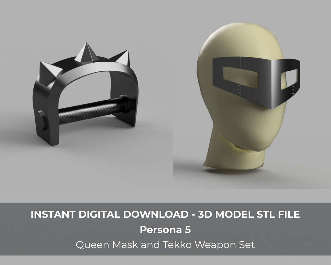 Persona 5 Makoto Niijima - Queen Cosplay Mask + Tekko Weapon STL 3d Model - Porzellan Props