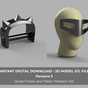 Persona 5 Makoto Niijima - Queen Cosplay Mask + Tekko Weapon STL 3d Model - Porzellan Props